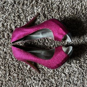 Hot pink sparkle heels